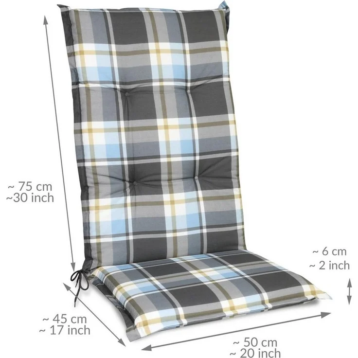 6er Set Beautissu Hochlehner Auflage Sunny 120 x 50 x 6 cm Blau – Bild 4