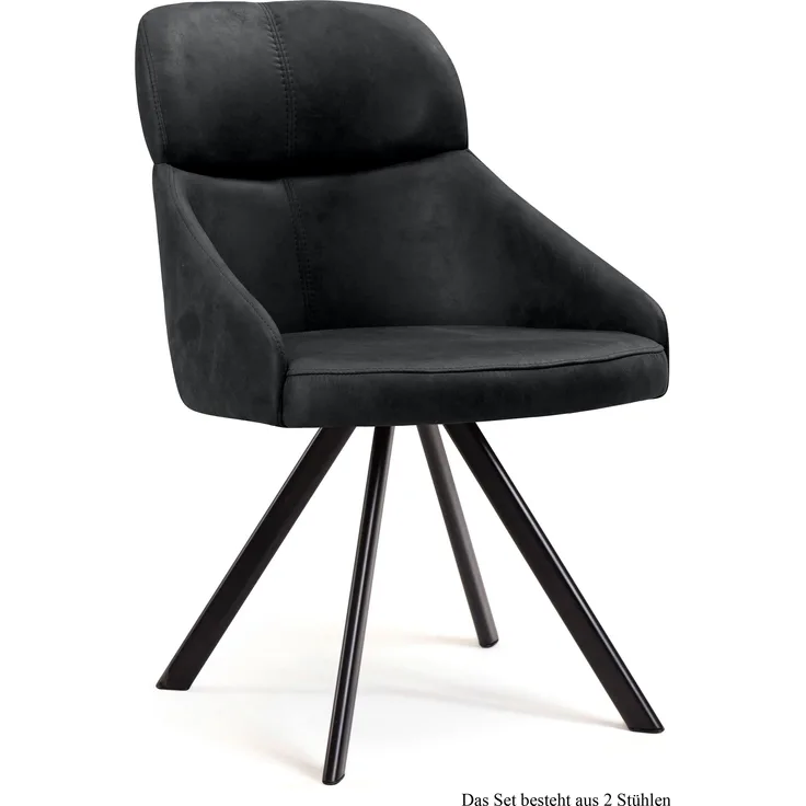 Esszimmerstuhl (2er-Set) Denni 52x82x63 Schwarz/Anthrazit