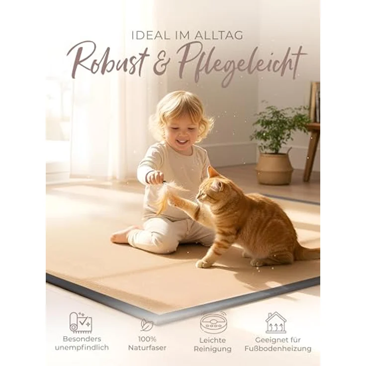 carpetfine Sisalteppich Sisal, rechteckig, Höhe: 5 mm, mit farbiger Bordüre, Anti Rutsch Rückseite – Bild 7