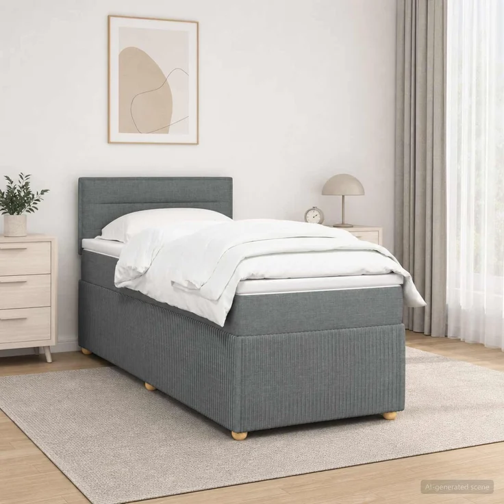 vidaXL Boxspringbett mit Matratze Dunkelgrau 80 x 200 cm Stoff 3452793 – Bild 4