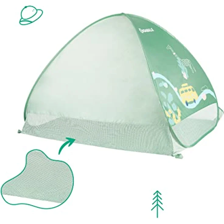Badabulle Strandmuschel Safari mit UV-Schutz 50+, Strandzelt mit Pop-Up-System, 125 x 100 x 85 cm - Blau – Bild 3