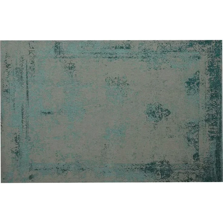 Casa Padrino Luxus Teppich Türkis / Grau 280 x 360 cm - Handgewebter Vintage Wohnzimmer Teppich