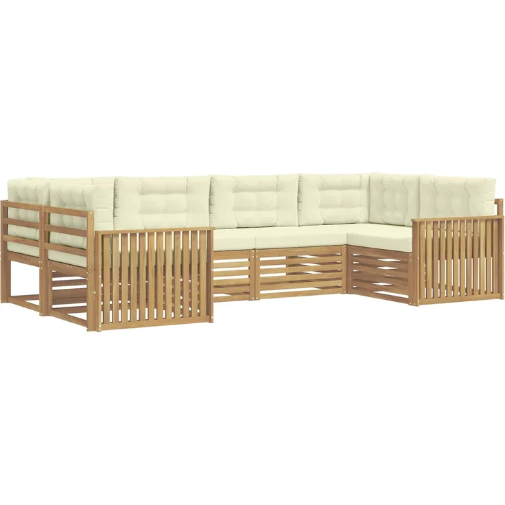 vidaXL Outdoor-Sofagarnitur 6 stk. 6-Sitzer Weiß und Creme 3391040 – Bild 2
