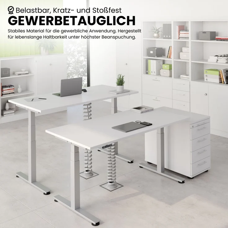 bümö elektrisch höhenverstellbarer Schreibtisch 200x80 cm in graphit, Gestell in silber - Schreibtisch höhenverstellbar elektrisch mit Memory-Steuerung, Steh-Sitz Tisch, XDSM-20-G-S – Bild 9