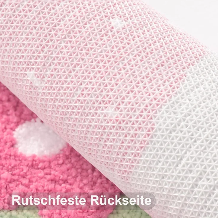 ABC Grüner Badteppich mit Erdbeermuster, rutschfest, waschbar, farbenfroh, aus weicher Mikrofaser, saugfähig, 50 x 80 cm – Bild 5