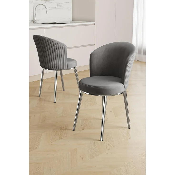 Skye Decor 'Risa - Grey, Chrome' Stuhlset (6-teilig), Grau / Chrom, 45 x 87 x 41 cm – Bild 2