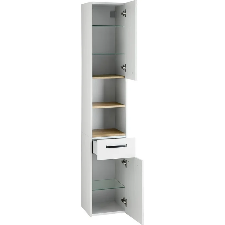 Saphir Hochschrank Quickset 500, Badschrank 32,4 cm breit 3 Einlegeböden, 1 offenes Fach, Badezimmer-Hochschrank – Bild 3
