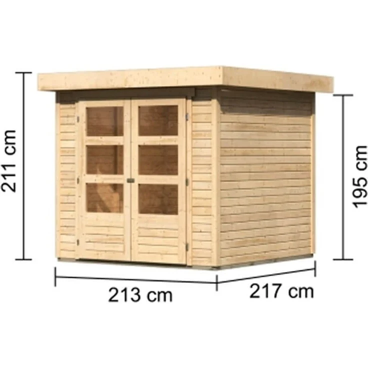 Karibu Holz Gartenhaus "Askola 2", naturbelassen, 2,1x2,2 m (B x T),ohne Anbaudach – Bild 2