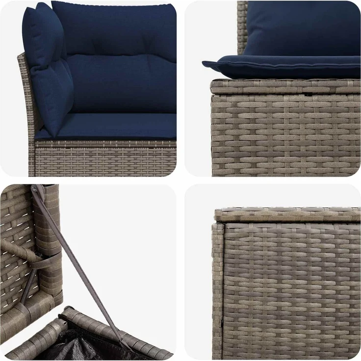 vidaXL Sofa Set 5 stk. Grau und Marineblau 179 x 179 x 85 cm 3447839 – Bild 6