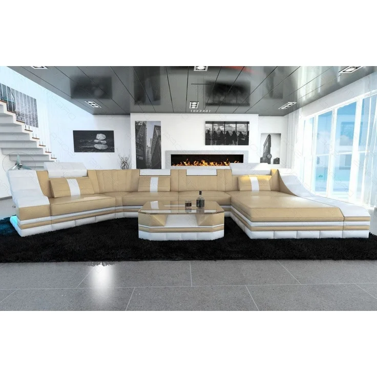 Mini Couch Turino C - Kunstleder - sandbeige-weiß - Rechts – Bild 5