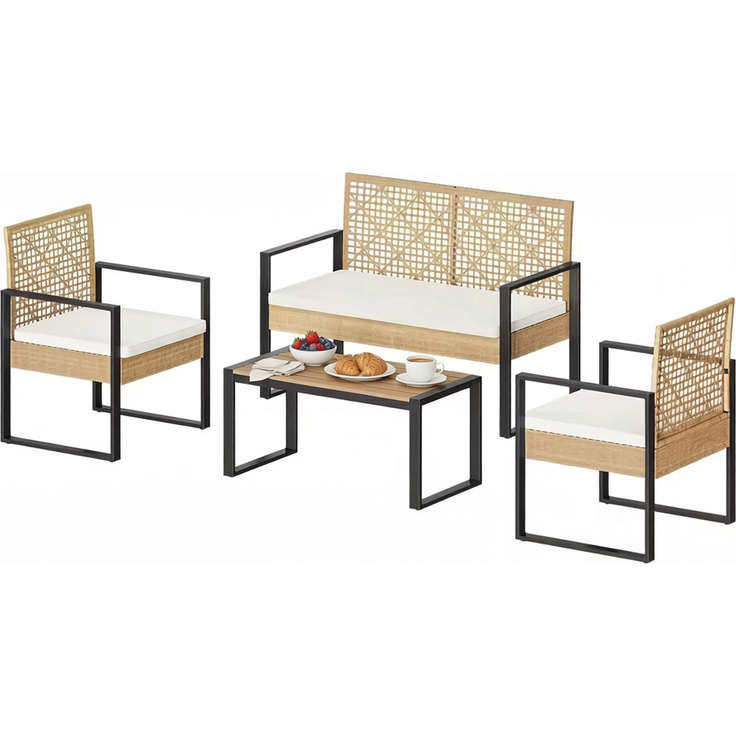 Außenmöbelsatz,Terrassenmöbelsatz,Modulares Gesprächsmöbelsatz,Rasenmöbelsatz--Naturholz--112.5x52x75cm--YOUDENOVA – Bild 9