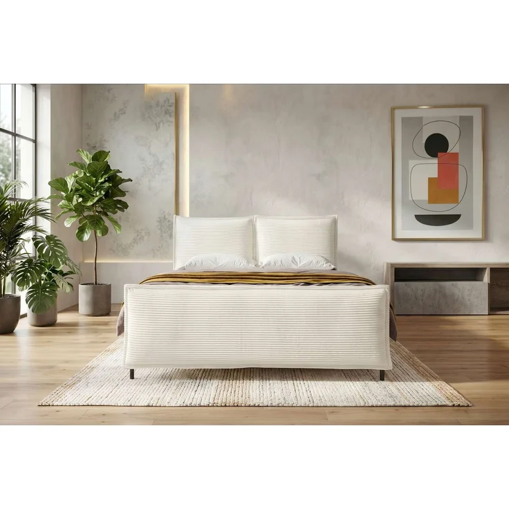 Boxspringbett Elysio Plus - Cordstoff - creme - 140x200 cm – Bild 3