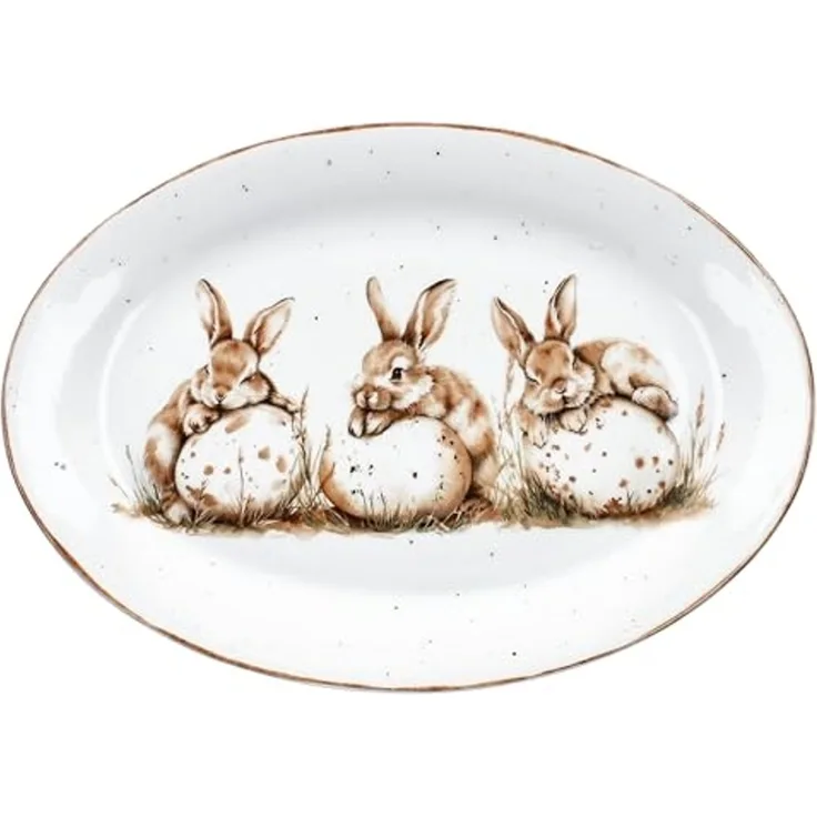 Ritzenhoff & Breker Servierplatte Ritzenhoff Servierplatte Bunny oval 31x22 cm Hasen Ostern Geschirr, Porzellan