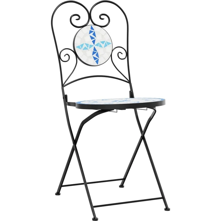 vidaXL Bistrostühle 2 Stk. Klappbar Blau und Weiß Keramik 4003404 – Bild 4