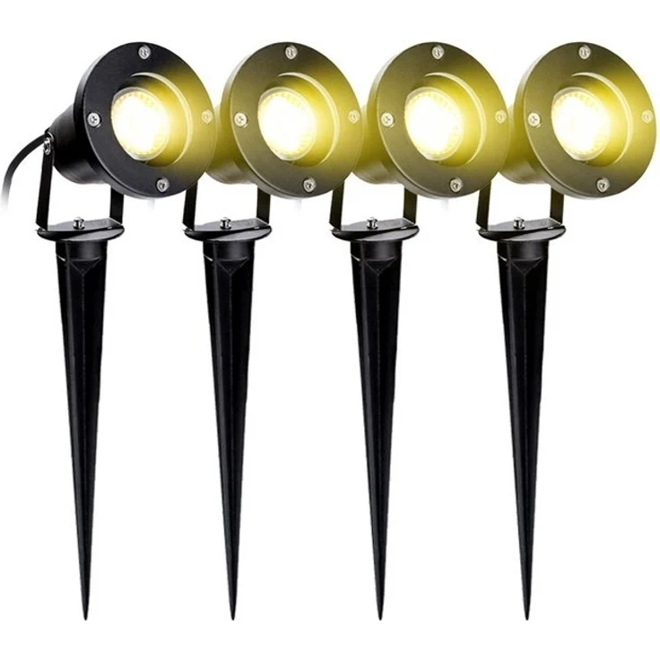 Clanmacy LED Gartenstrahler Gartenbeleuchtung mit Erdspieß 4W IP65 Gartenleuchte Warmweiß, LED fest integriert, Warmweiß – Bild 4