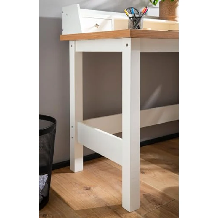 Schreibtisch 106x53x90cm Weiß mit Schublade Homeoffice Computertisch Platzsparend – Bild 6