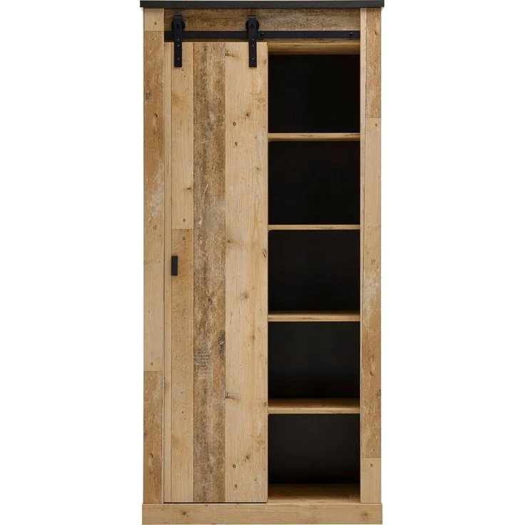 Home affaire Regal SHERWOOD, modernes Holz Dekor, mit Scheunentorbeschlag aus Metall, Höhe 201 cm – Bild 2