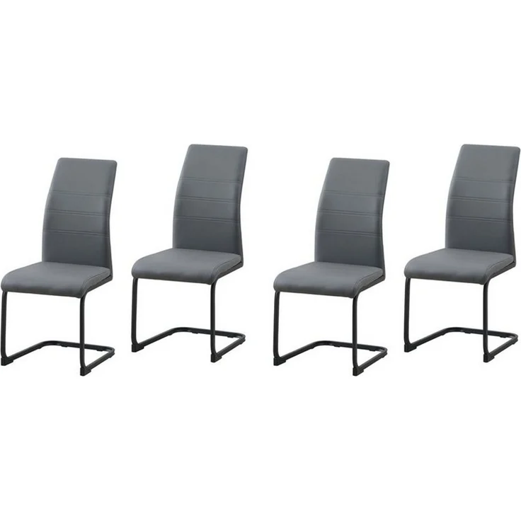 HTI-Line Freischwinger Schwingstuhl 4er Set PU grau SallyP (Set, 4 St), Freischwinger Esszimmerstuhl Kunstleder – Bild 4