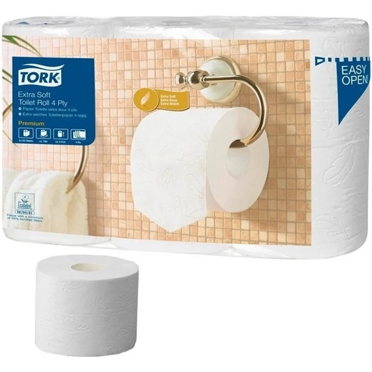 TORK Toilettenpapier 42 Rollen Toilettenpapier T4 Premium Extra Soft 4-lagig - weiß, 4-lagig, extra weich – Bild 2