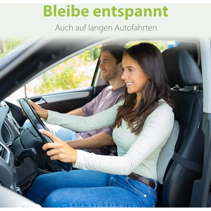 feela.® Ergonomisches Rückenkissen für Auto- und Bürostühle | Gedächtnisschaum-Lordosenstütze mit verstellbaren Gurten, Schwarz – Bild 4