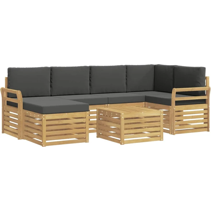vidaXL Outdoor-Sofagarnitur 7 stk. 5-Sitzer Weiß und Anthrazit 3392157 – Bild 2