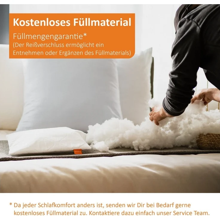 sleepling Kopfkissen Basic 100, in 40x80 cm, 80x80 cm und vielen weiteren Größen, Füllung: Kunstfaserfüllung, Bezug: 100% Mikrofaser, Seitenschläfer, Rückenschläfer, Bauchschläfer, auch als Set erhältlich, 4-tlg, orthopädisch, waschbar bis 60°C, Füllme... – Bild 3