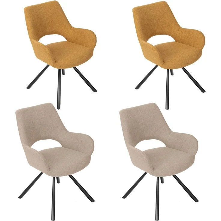 MEUBLE COSY Esszimmerstühle 4er Set Küchenstuhl Polsterstuhl mit Armlehne Sessel Sitzfläche aus Stoff Metallbeine, Bunt, 58.5 x 59 x 81 cm – Bild 1