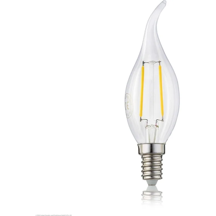 hellum LED Glühlampe, Kerzen-Windstoß Glühbirne E14 LED warmweiß, 250 Lumen Windstoßkerze 2W, entspricht 25-Watt Kerzenbirnen, 2700 Kelvin Warmweiß 3,5 x 3,5 x 10 cm