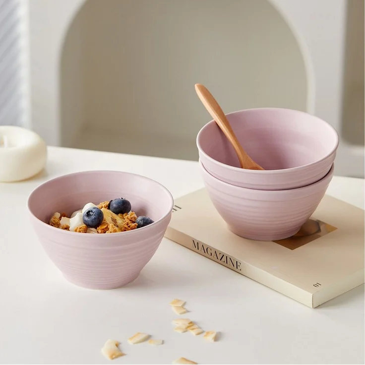 JIWOO Müslischale 6er Ø11,8cm, Frühstückschalen Eisschale Dessertschalen Schale, Keramik, (Schaleset, 6-tlg), Porzellan Hochwertiges Schalen Lila Mikrowellenofen Spülmaschine – Bild 3