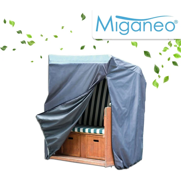 Miganeo 'Deluxe' Strandkorbabdeckung mit Reißverschluss, Polyester 420D blau, 170 x 130 x 100 cm – Bild 2