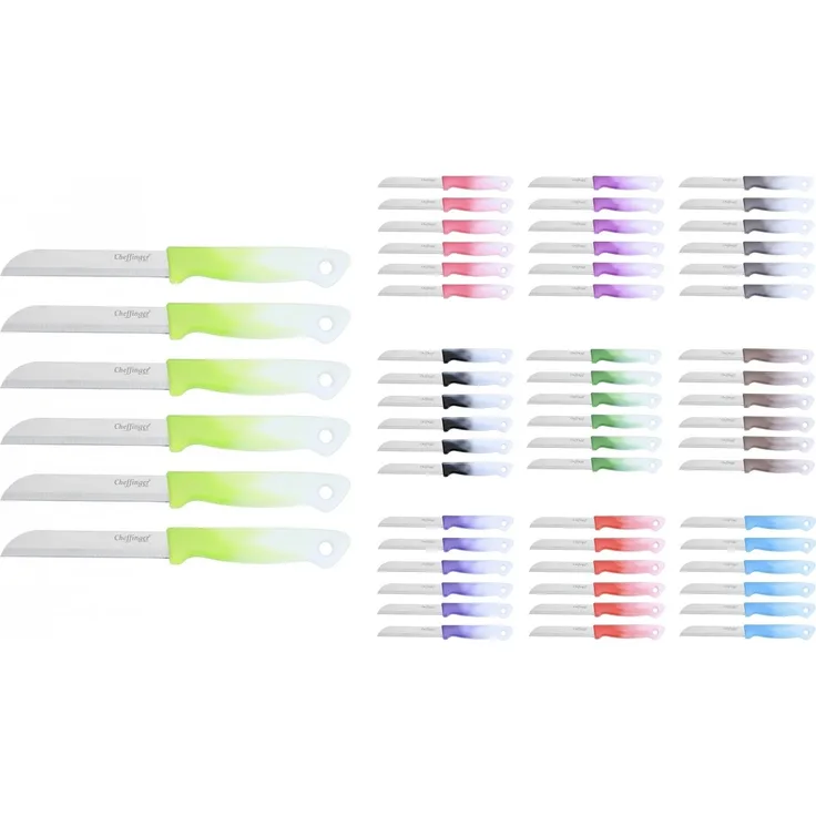 Cheffinger Messer-Set Küchenmesser Steakmesser 6-tlg CF-MK06 Auswahl Farbe Schwarz