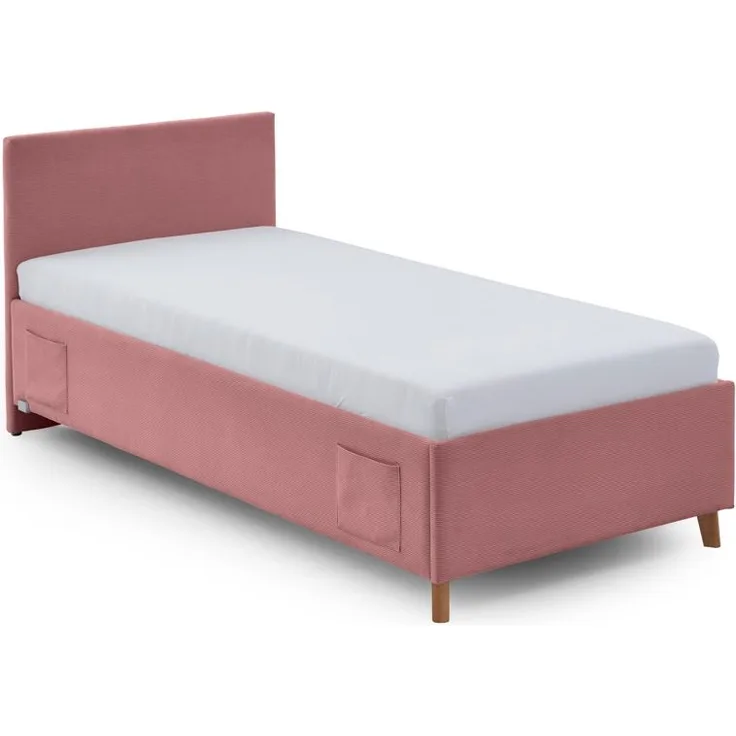 Cool Polsterbett rosa Polyester Stoffbezug Scala 210cm x 150cm x 90cm