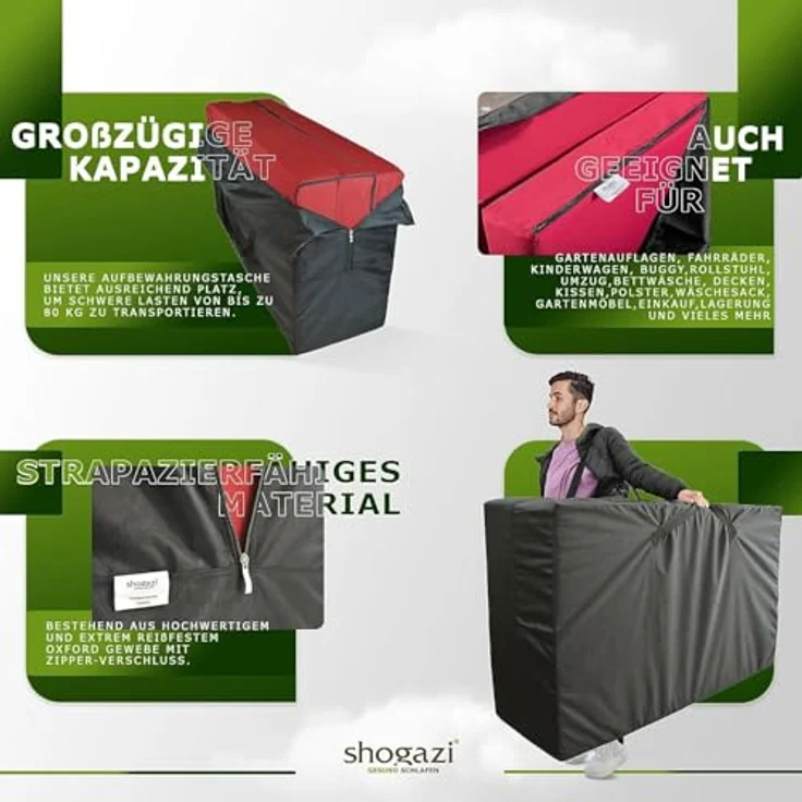 shogazi ® Aufbewahrungstasche riesengroße Transporttasche, reißfest, belastbar bis 80kg, waschbar, XL: 91x68x37 (225L), XXL: 121x68x37 (300L), XXXL: 151x68x37 (377L) – Bild 8