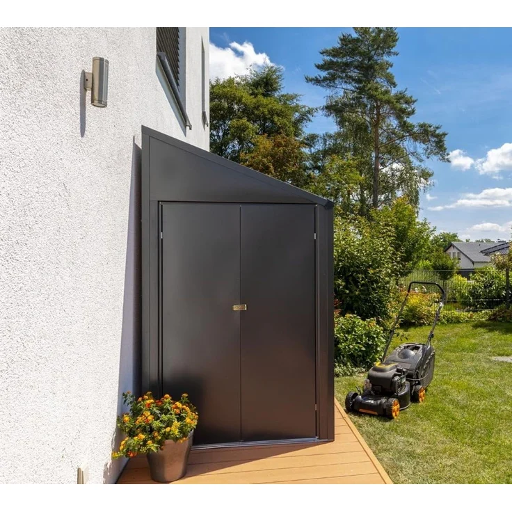Spacemaker Metall Gerätehaus Anlehnhaus 47 | Grau – Bild 2