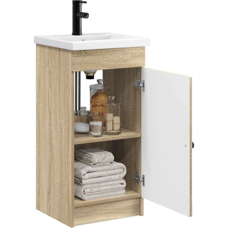vidaXL Badezimmerschrank mit Waschbecken Sonoma-Eiche 890056 – Bild 2