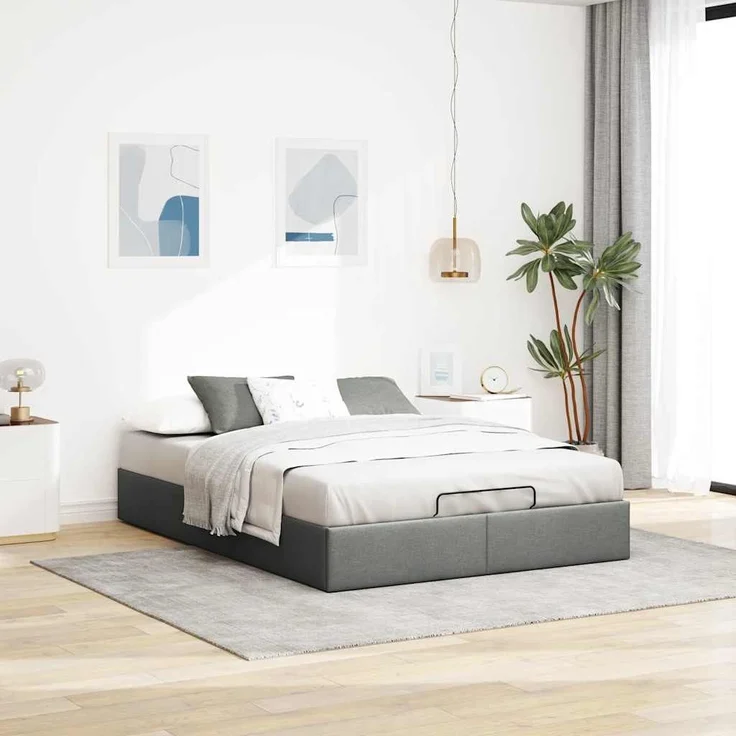 vidaXL Ottoman-Bett ohne Matratze Dunkelgrau 140x200 cm Stoff 3310883 – Bild 1