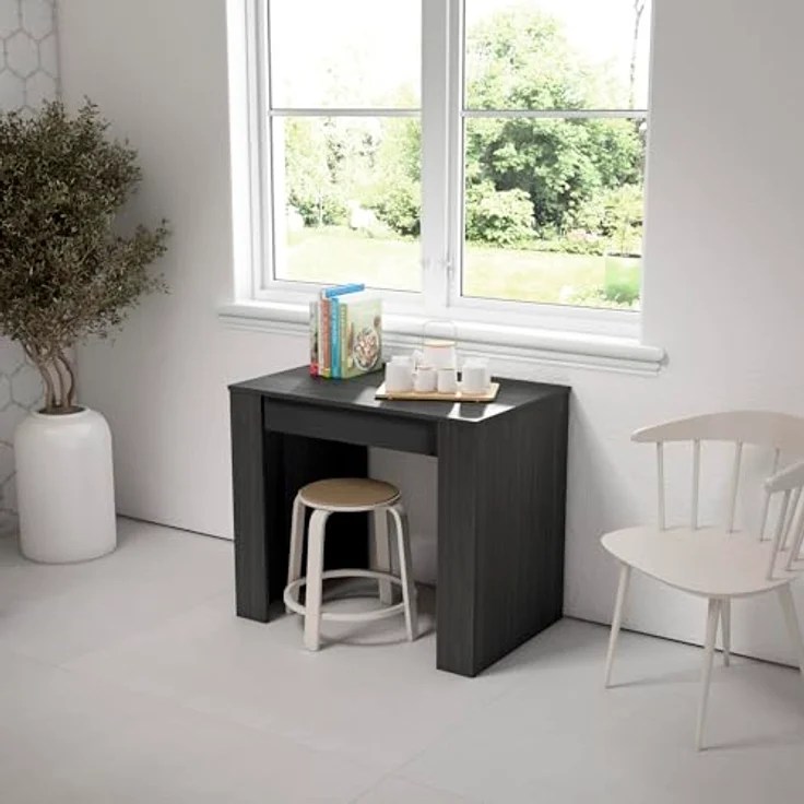 Skraut Home | Ausziehbarertisch | Multifunktionaler ausziehbarer | 260 | Für 12 Gäste | Esszimmertische | Moderner Stil | Schwarz – Bild 5