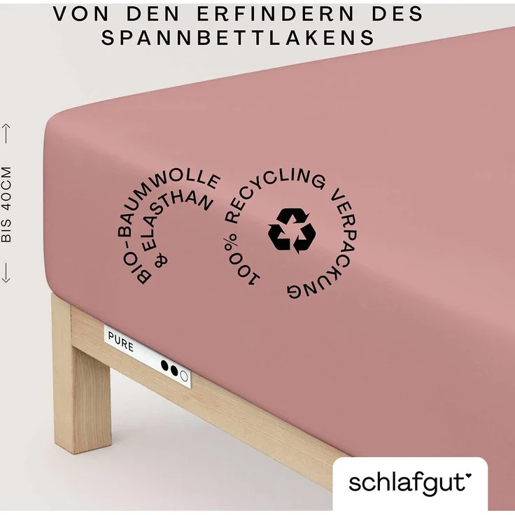 Schlafgut 'PURE BOXSPRING' Spannbettlaken, Jersey-Elasthan, Gummizug: rundum, (1 Stück), Bio-Baumwolle, für Matratzen bis 40 cm Höhe, Purple Mid, L 140x200cm - 160x220cm – Bild 2