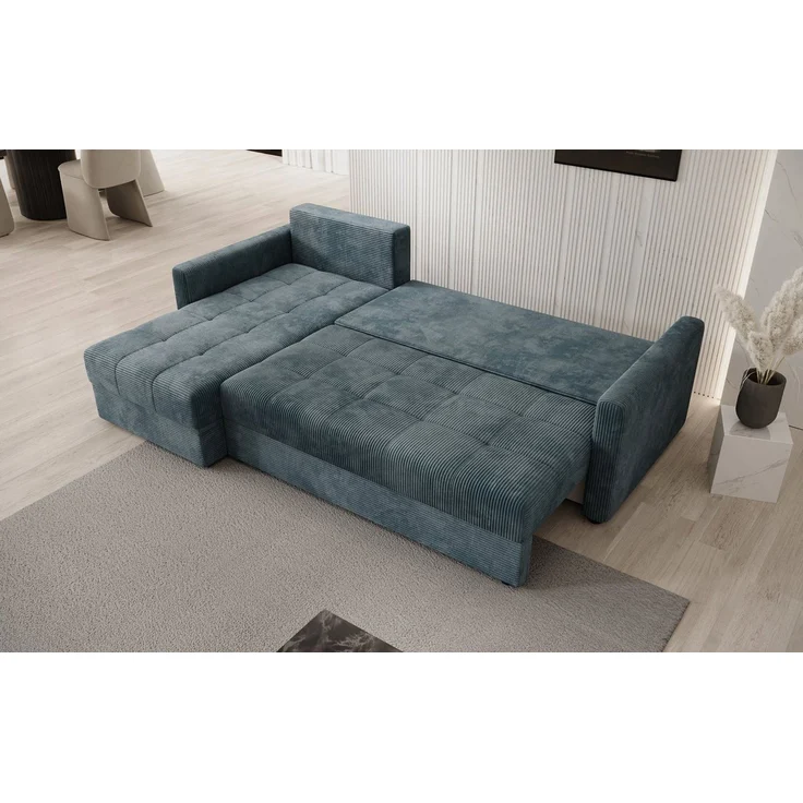 Luxusbetten24 Schlafsofa Designer Sofa Roma in Cord, mit Stauraum und Schlaffunktion – Bild 2