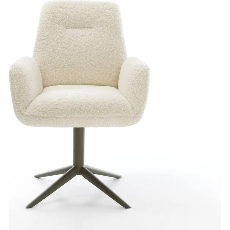 Drehstuhl Zoa-Flex Teddystoff Beige Fußkreuz Effektfinish Titan 360° drehbar Wippfunktion Taschenfederkern – Bild 2