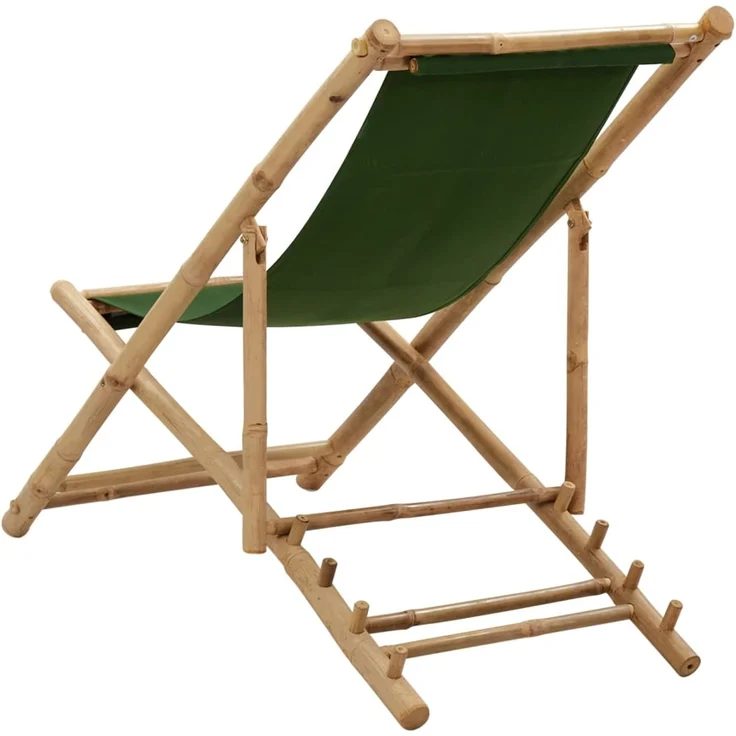 Liegestuhl, Sonnenliege Bambus und Canvas Grün – Bild 4