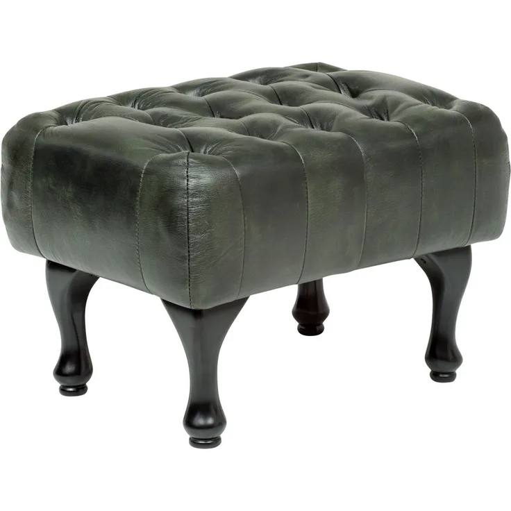 massivum Chesterfield Hocker Pittsfield 60x42x45 cm Echtleder grün Sitzhocker Fußhocker Lederhocker Wohnzimmer vintage Design