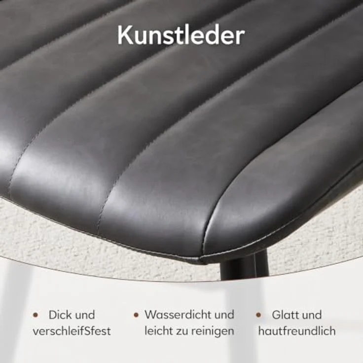 TUKAILAI Esszimmerstühle 4er Set Kunstleder Polsterstuhl mit Metallgestell | Polsterstühle mit Ergonomischer Rückenlehn,bis 150kg Belastbarkeit,Küchenstuhl für Esszimmer und Wohnzimmer Restaurant (Grau) – Bild 4