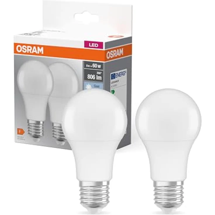 OSRAM LED-Lampe E27 8W 4.000K, gefrostet, 2er-Set, langlebig – Bild 1