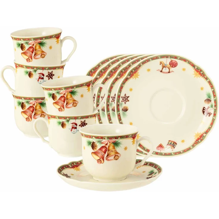 Seltmann Weiden Marieluise Weihnachtsnostalgie Kaffeetasse mit Untertasse 230 ml 6er Set – Bild 1