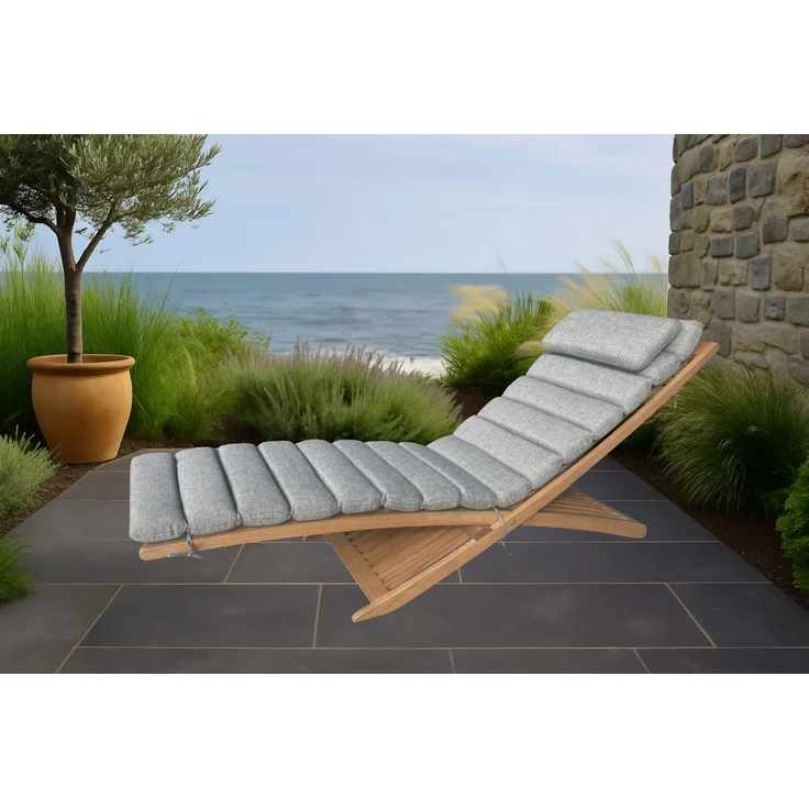 LECO Sonnenliege GRAZIA inkl. Polsterauflage grau, Eukalyptus FSC 100 %, 168x53x62 cm – Bild 5