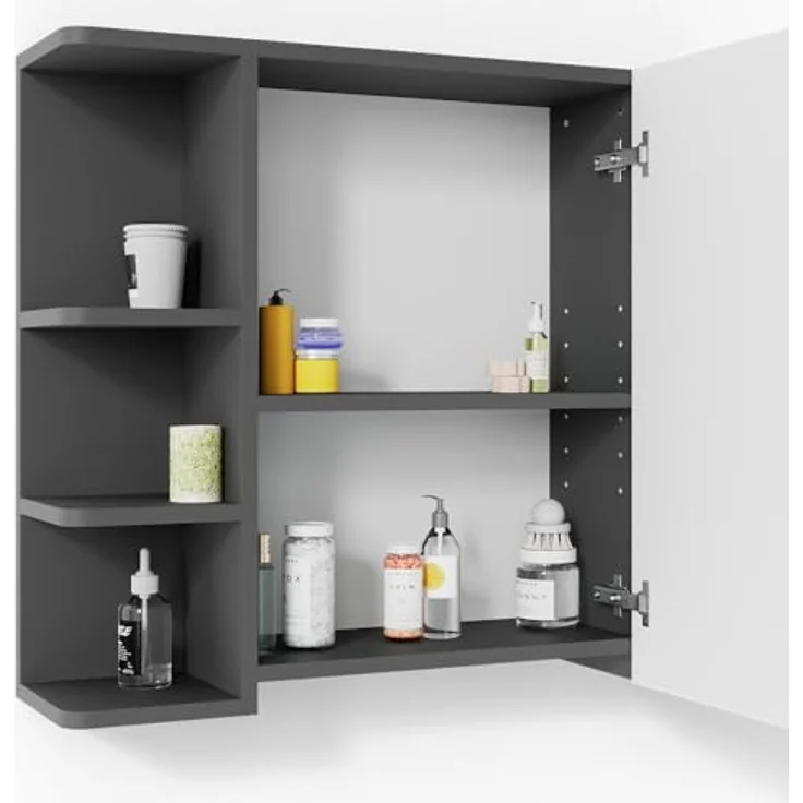 Vichy Badmöbelset Fynn, Waschbeckenunterschrank und Spiegelschrank in Anthrazit/Goldkraft Eiche, 2 Teile – Bild 6