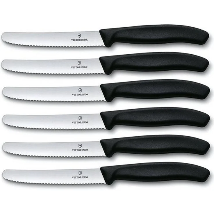 Victorinox | Tafelmesser Set | ideal für Tomaten | Swiss Classic Wellenschliff | rostfreier Stahl | Swiss Made | elegantes Schwarz – Bild 2
