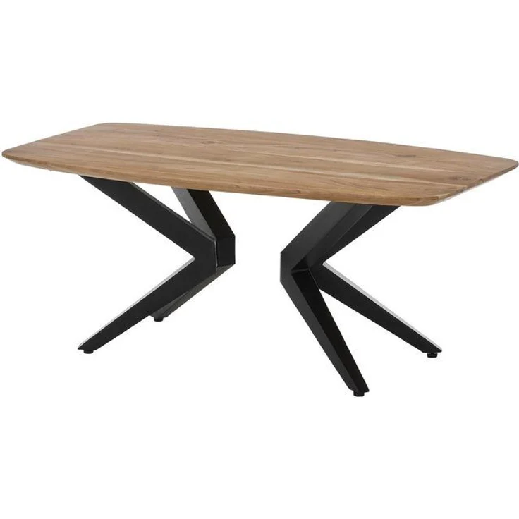 Stella Trading Bill Couchtisch Massivholz Akazie - Moderner Wohnzimmertisch mit schwarzem Metallgestell - 110 x 45 x 60 cm (B/H/T) – Bild 4