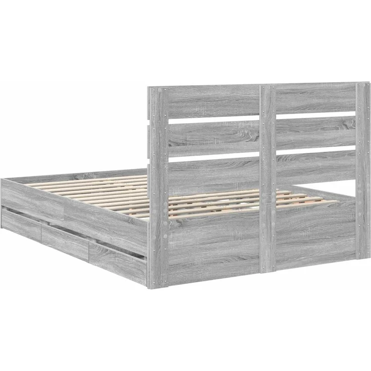 vidaXL Bettrahmen Sonoma-Grau 150 x 200 cm Ingenieurs Holz 3411827 – Bild 10